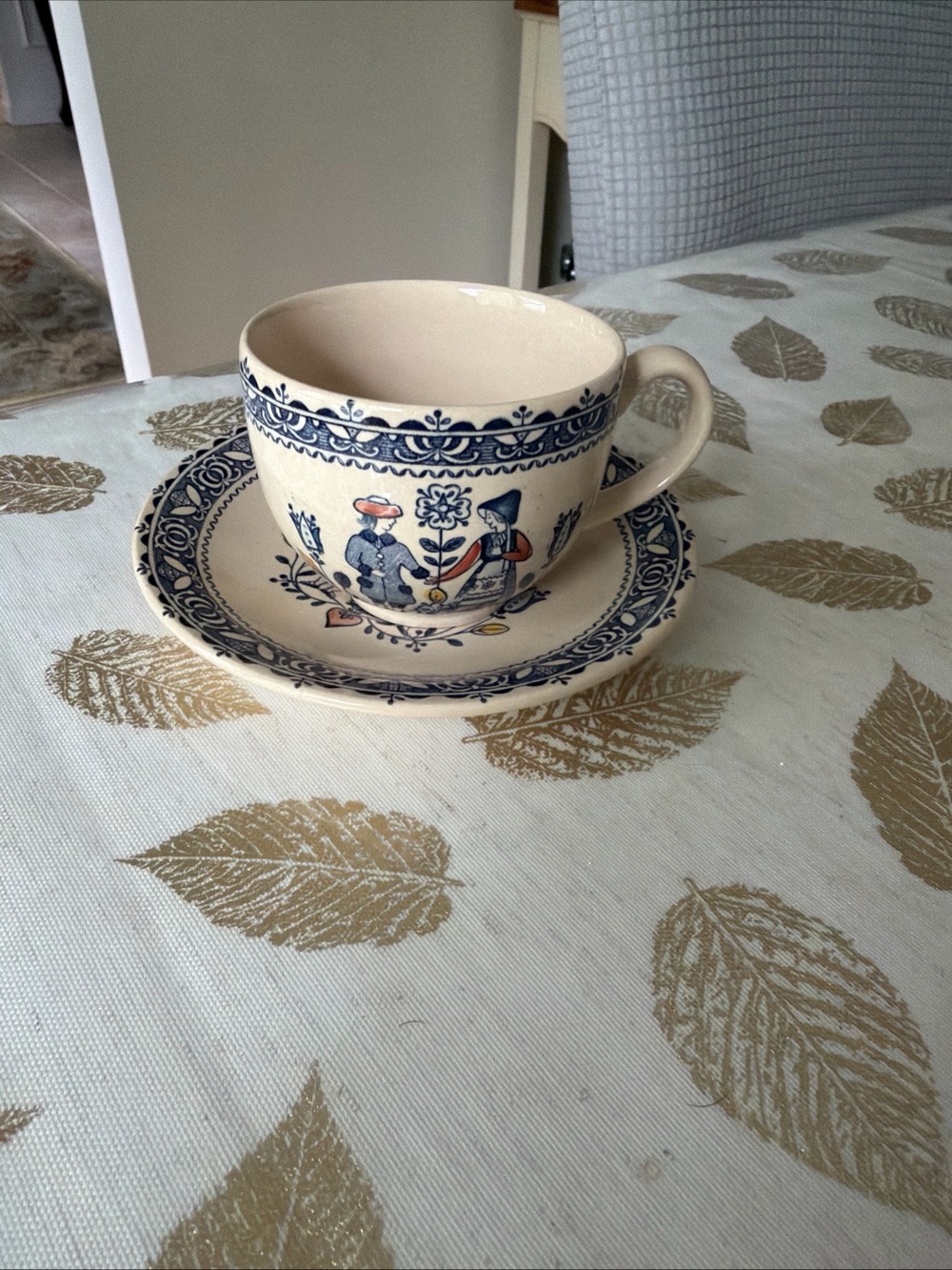 Johnson Brothers Vintage Hearts and flowers ironstone Teacup with Saucer